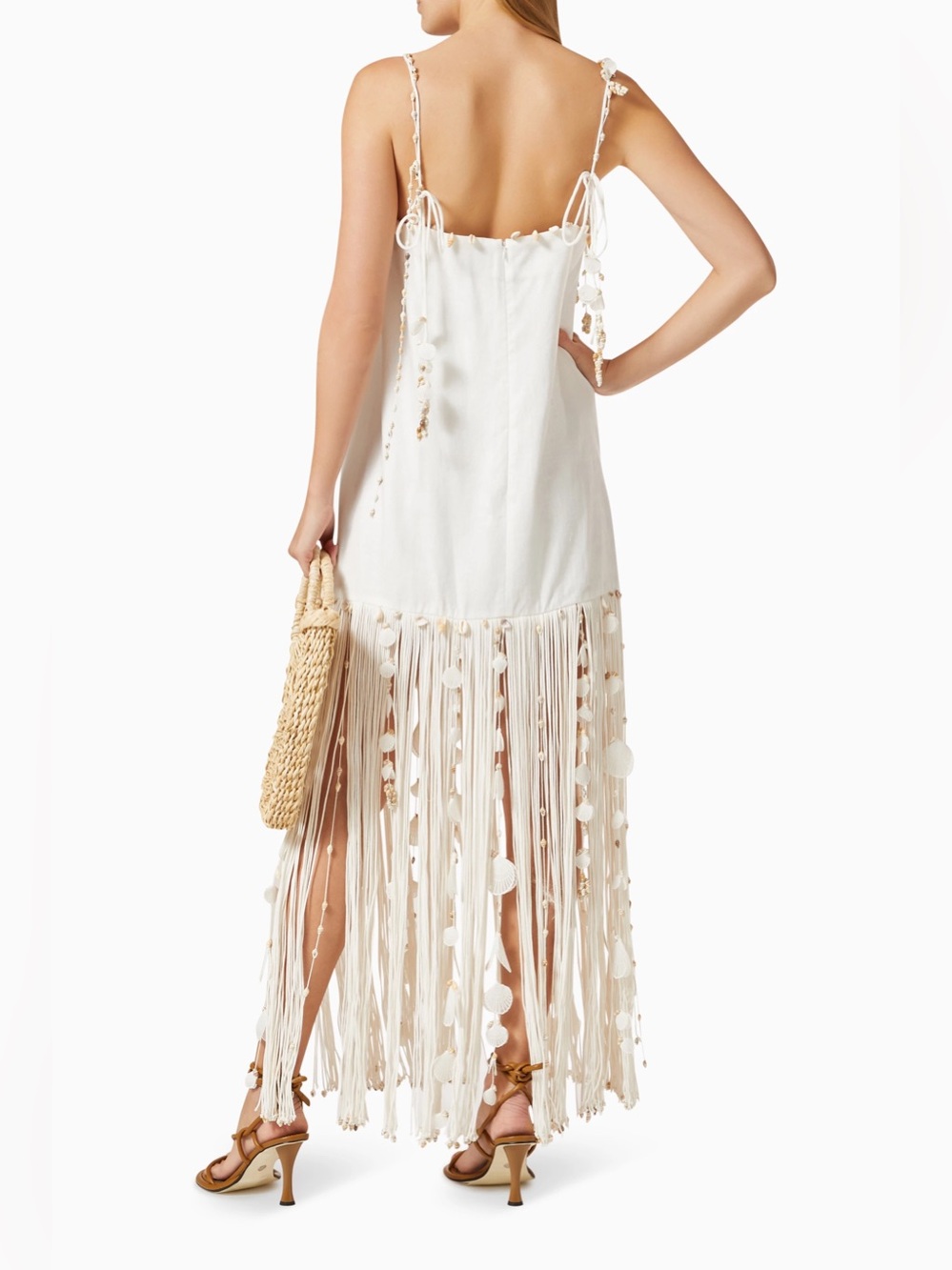 NWT ZIMMERMANN POSTCARD SHELL Handstrung Linen Floral Applique Fringe Maxi Dress - Picture 6 of 16